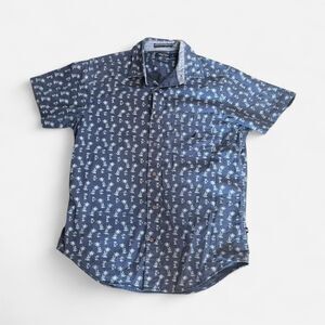 Nautica blue Hawaiian small size button up short sleeve #sleeve #hawaiian